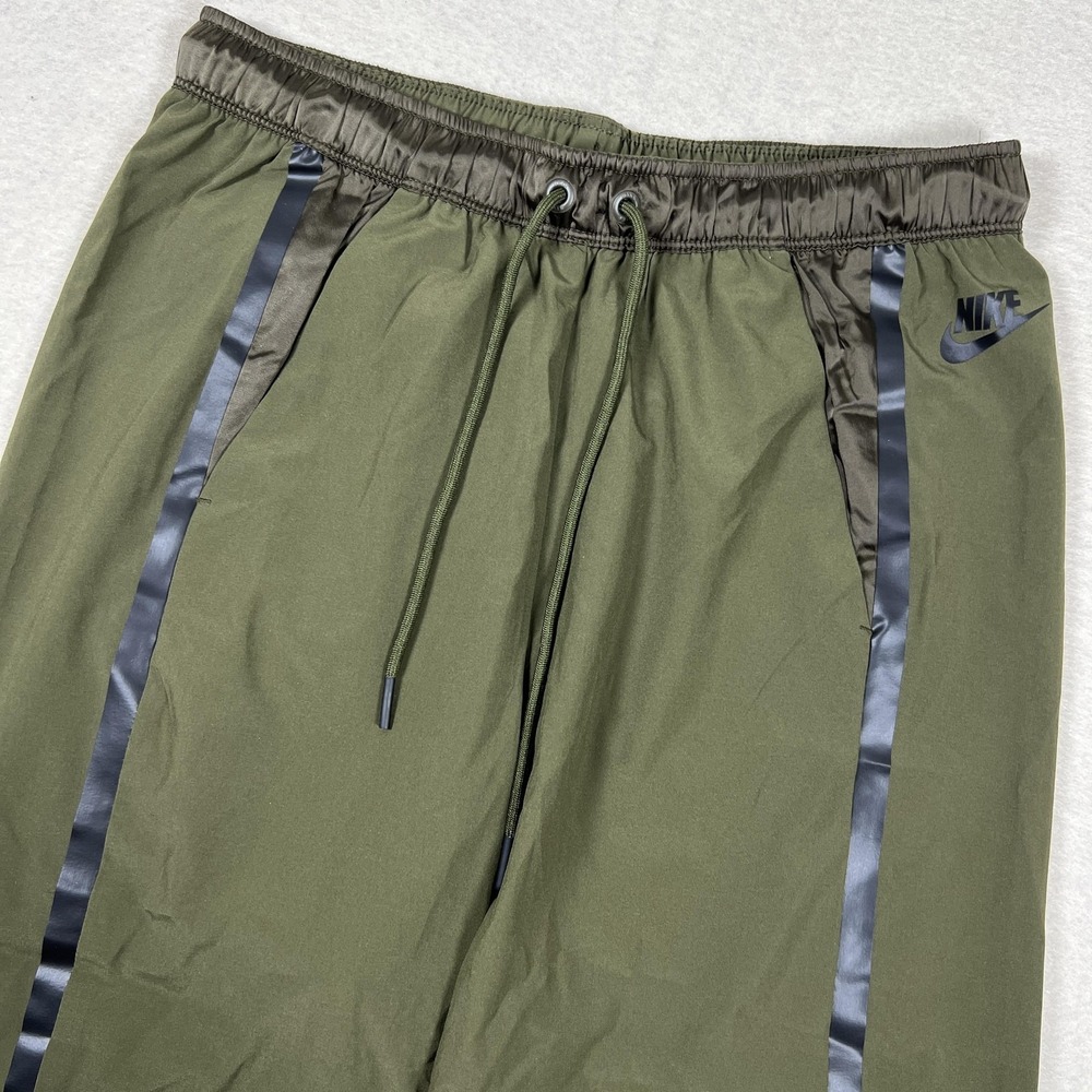 Nike Pants Womens Small Green Wide Leg Track Athletic Black Stripe 822005-347‎